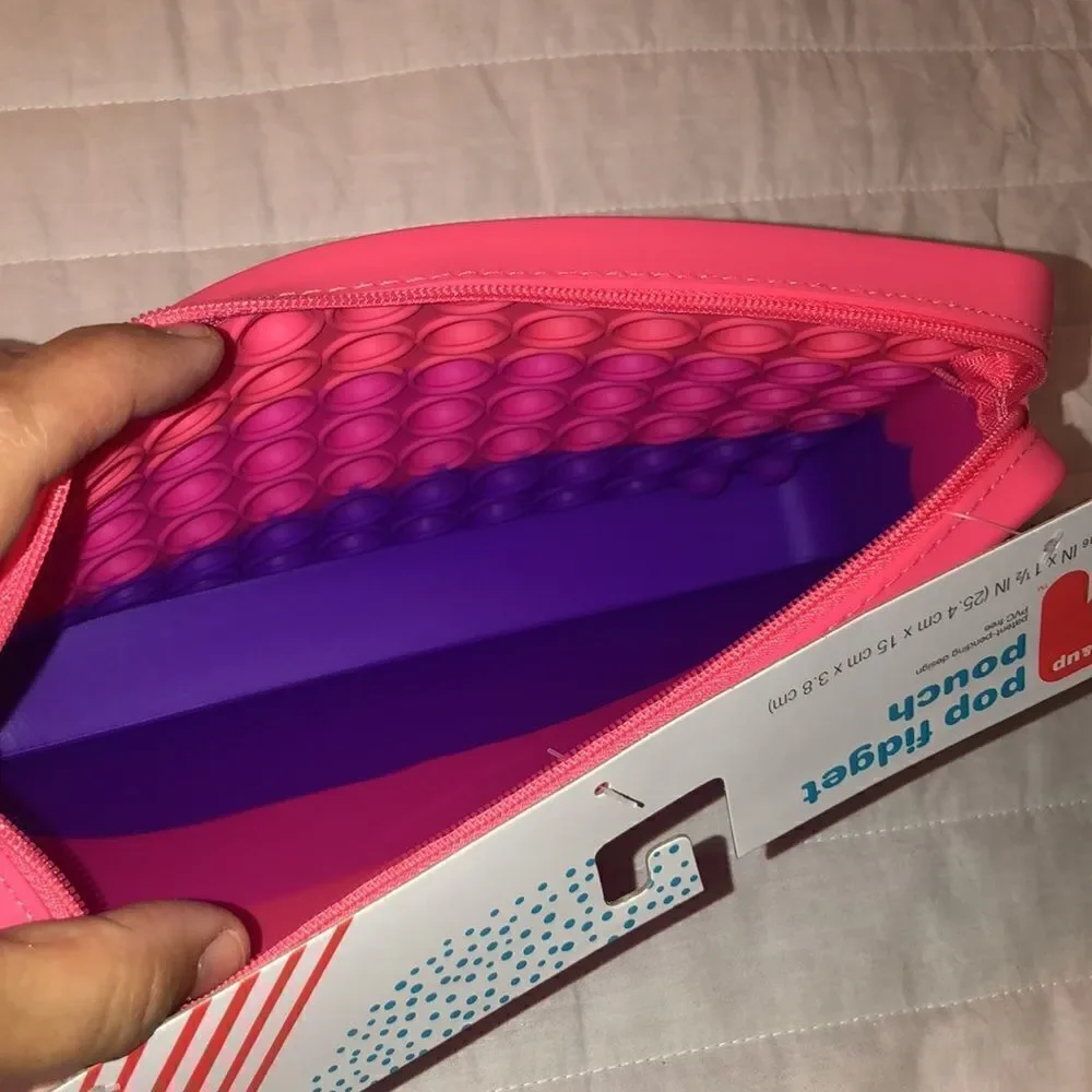 Pop it Fidget Pencil School Supplies Pouch with Zipper Closure One Sided